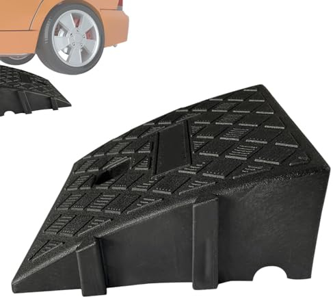 Trottoarramp gummi L x B x H: 25 x 27 x 7 cm svart/gul (ramp gummikil, rullstolsramp uppkörningsramp uppkörningshjälp, dörrtröskelramp, bilamp)