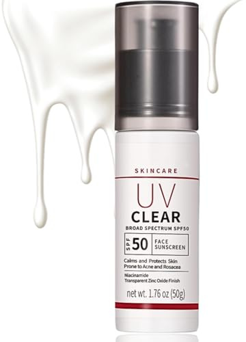 Mineral Sunscreen SPF 50+,Zinc Oxide Sunscreen Face & Body Moisturiser, Sun Cream Face Calms & Protection Skin, No White Cast Sun screen for Pore Prone Skin Sensitive Skin, UV Clear Broad-Spectrum,50G