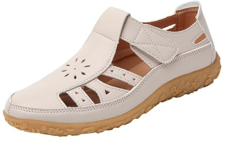 Generico Sommarsandaler Dam Elegant Vintage Sommarskor Halkfria Andningsaktiva Stängda Tå Platta Sandaler Lätta Mjuka Strandsandaler Bågstöd Strand Mode Promenad Sandal