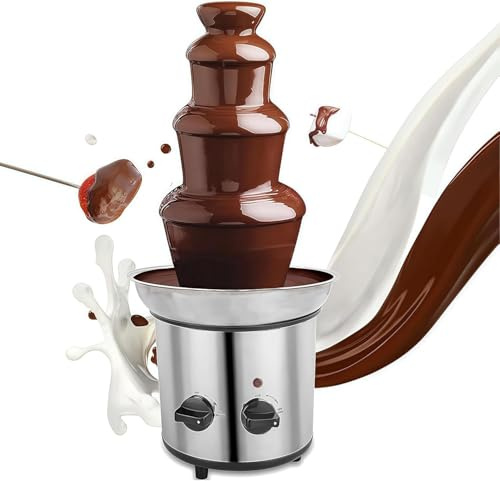WUDLEP 4 Tier Chocolate Fountain Machine, 220V Electric Chocolate Melting Fountain Machine, Large Fondue Sets for Chocolate, Party Wedding and Birthday