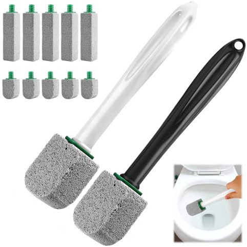 XIAOCHUAN Pumice Stone Toilet Bowl Cleaner With Long Handle Pumice Stone Toilet Cleaner Rust and Grease Stain Clean Suitable for Toilets Bathroom Sink,BBQ 2 Wand+ 10 Pack Pumice Stones