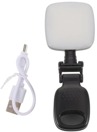 Kichvoe Rechargeable Clip-on Selfie Ring Light and Rear Mirror for Smartphones, Black Plastic Mobile Phone Fill Light with Adjustable Brightness, for Outdoor Adventures and Lowlight Makeup