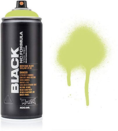 Montana Black Spray Paint, Matt Finish, 400ml Can, Colour: BLK6013 - Spring