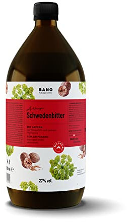 BANO Arlberger Schwedenbitter - Nahrungsergänzungsmittel in Apothekenqualität, Ideal nach Mahlzeiten und gut für die Verdauung (1000ml)