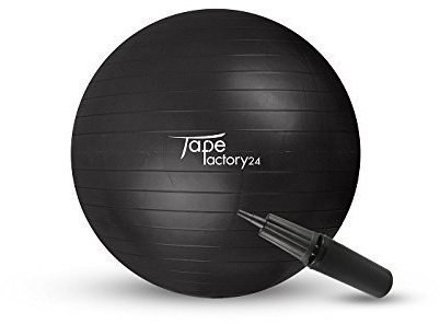 tapefactory24 Ballon de gymnastique avec pompe – Siège de haute qualité et Fitness de 55 cm à 85 cm de diamètre/en différentes couleurs et tailles, noir