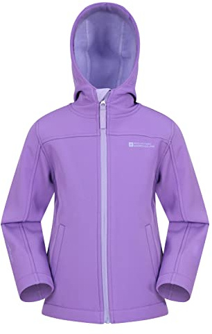 Mountain Warehouse Exodus Kids Water Resistant Softshell Jacket - Boys & Girls Rain Coat - Travel Light Purple Kids Size 11-12 Years