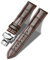 Tristraps Echtes Leder Armband mit Schmetterlings Faltschließe 12mm-24mm Schwarz Braun Ersatz Uhrenarmband für Herren Damen Wasserdicht Schweißdicht