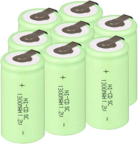 Anmas Power 8 Pack Sub C SC 1300mAh High Capacity Eco-Friendly NiCd Rechargeable Batteries with Tabs