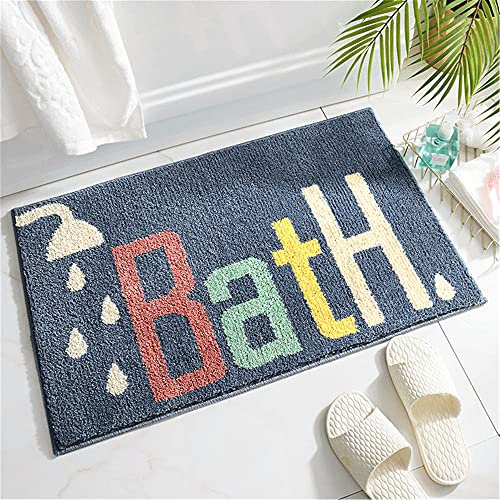 THRILRUG Badezimmerteppich blau,Badematte rutschfest waschbar Badvorleger Maschinenwaschbar Badteppich Weich Wasserabsorbierende-Badematten Flauschige Mikrofaser blau 40x60cm