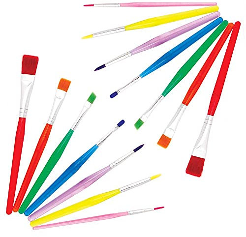 Baker Ross FE334 Assorted Paint Brush Set - Pack of 14, Kids Paint Brushes, Painting Supplies, Childrens Art Supplies