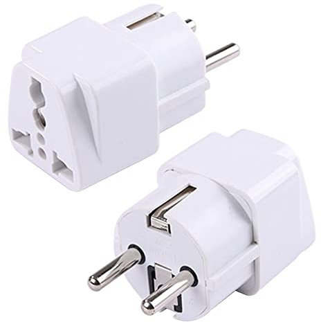 EU till USA/UK/AU-Uttagsomvandlare, 250V 2500W AC-Resekontaktsadapter, Europeiska Länder Laddning Universell Kontakt/Uttag Omvandlaradapter (Vit)