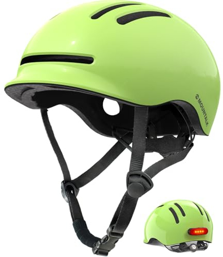 Bike Helmets for Adults Men Women,Mens/Womens Cool Bicycle Helmet with Magnetic Rear LED Light,Youth Boys/Girls Helmet (Shiny Lime,M)