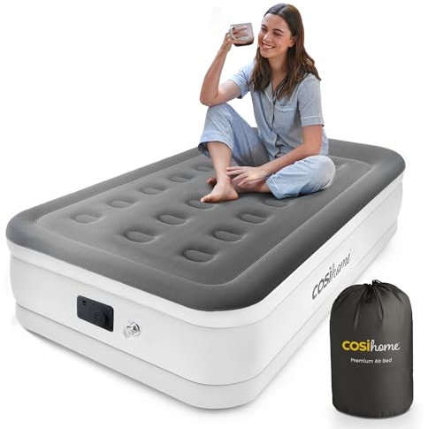Cosi Home® Single Sized Air Bed - Premium Single Inflatable Mattress With a Built-in Electric Pump, Integrated Raised Pillow and Storage Bag