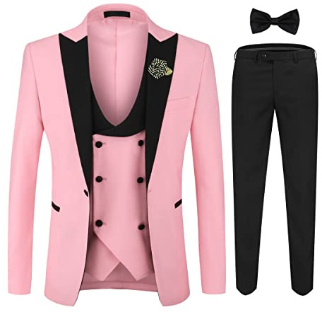 YOUTHUP Traje de Hombre Slim Fit 3 Piezas Peak Lapel Tuxedo con Ramillete y Pajarita para Novios de Boda
