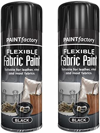 B&H Black Flexible Fabric & Vinyl Spray Paint Leather Textile Fast Drying 200ml (2), Pack of 2, Pack of 3, Pack of 6