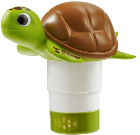 MKLZ Pool Chlorine Floater, Cute Sea Turtle Collapsible Floating Chlorine Dispenser, Fits 1 and 3 Inch Tablets & Bromine Holder for Large and Small Pool, Hot Tub, Spa - Green