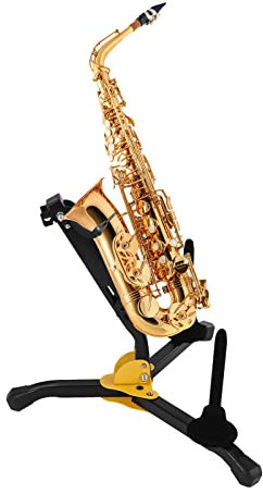 Saxophonständer, Altsaxophonständer, Faltbarer Saxophon Halter für Alt- / Tenorsaxophon, Schwarz Stativ Instrumentenständer Verstellbarer Altsaxophon-Ständer