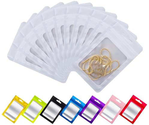 Rimiko 150 Piezas de Bolsas de Aluminio Resellables, Bolsas Mylar Herméticas Planas para Alimentos, Bolsas Pequeñas con Cierre Zip, Bolsas Plásticas para el Embalaje del Producto (Blanco, 12x20 cm)