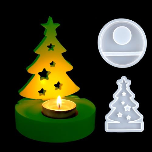 EPODA Silikonformen Gießformen Kerzenhalter, Silikon Gießform Weihnachtsbaum Haus Gießform, Silikonform Kerzenhalter, Gießform Weihnachte
