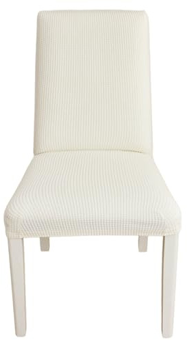 EBETA 6 Pezzi coprisedie con Schienale, Elasticizzato Copertura della Sedia, Copertura Fodera, Banchetto Sedia Sedile Slipcover Cerimonia di Nozze Posate da (Bianco latte, 6 Pezzi)