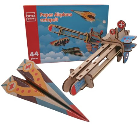 Catapulte d'avion en papier, kit de construction en bois, avion en papier, jouet éducatif, puzzle en bois, modèles d'avion en papier, pour enfants à partir de 6 ans