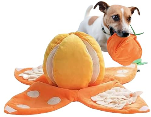 Tappeto annusare per cani - Tappeto annusare per cuccioli, puzzle interattivo arancione per la noia | Mangiatoia interattiva in peluche con cigolio e carta sgualcita per cani di grande e medio t
