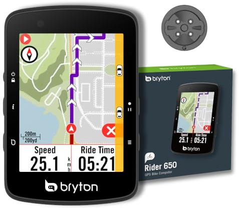 Bryton Rider 650 Sensor Bundle 2.8 Inch Color LCD Touchscreen GPS Bike/Cycling Computer, Preloaded USA Map, Compatible with Bike Radar, 33hrs Long Battery Life, Navigation Waterproof