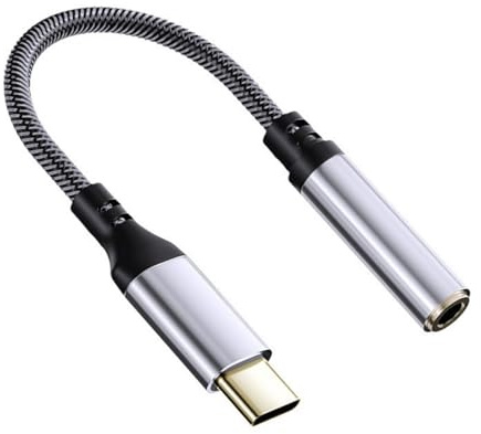 Oxxggkao Cable convertidor de adaptadores estéreo tipo C con puerto de 3,5 mm, contactos dorados para auriculares, altavoces, conexión sin problemas, adaptadores estéreo de smartphone con controles