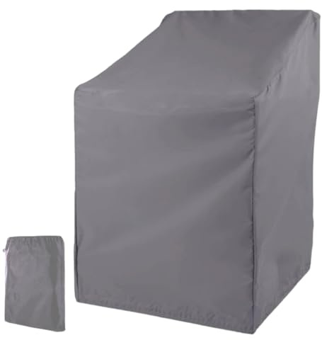 Lyivisk Housse de protection imperméable en Oxford 210D pour chaises empilables à dossier haut - Résistante à l'hiver - Résistante aux UV - Coupe-vent - 64 x 64 x 70/120 cm - Gris