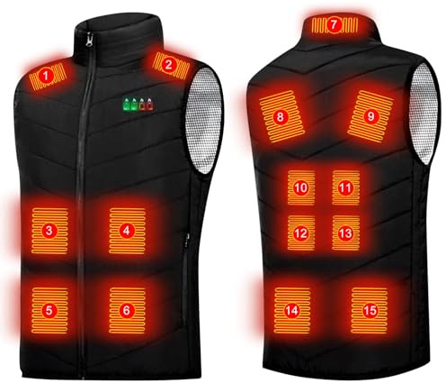 AEGJEGVD Gilets Chauffant Homme Femme Veste Chauffante Électrique USB Vêtement de Chauffage avec 2 89 Zones de Chauffé 3 Températures Réglables Gilet Chauffant Chaud Hiver Moto Chasse