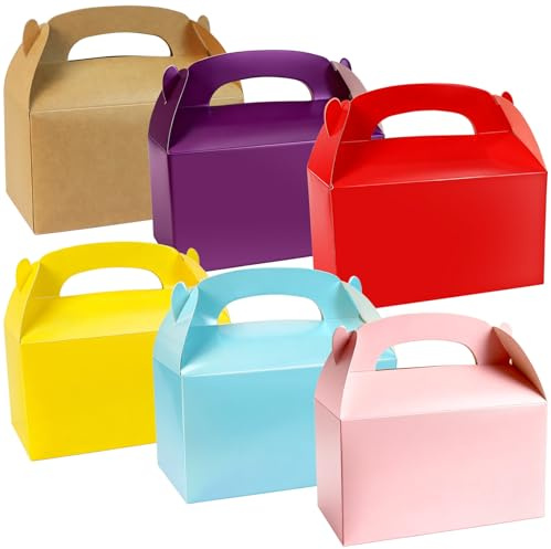 30 Pcs Cardboard Boxes for Party Food Boxes, Cardboard Lunch Boxess, Takeaway Meal Boxess, for Birthday Wedding Party Favor Treat Carry Meal Food Cake Box(6 Colors)