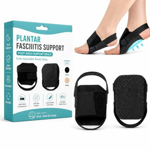 Pnrskter Fotbågsstöd - justerbart plantar fasciitis stödomslag, anti-slip fotsulor för platta fötter, höga och fallna bågar, fotsmärtor för dam och herr, 2-pack