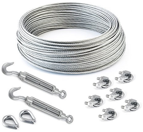 15 m draglina set 5 mm 6 x 7 + FC + 6 x slingor 5 mm DIN 741 + 2 x spannlås M5 krokar – ÖSE + 2 x byte 5 mm förzinkat stålrep skogsrep rep rep tråd stål trådrep trådrep trådrep trådrep rep e klämma anslagsrep spännlås spännlås lina nyckel