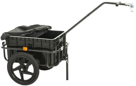 CLP Fahrradanhänger Willy I Lastenanhänger mit Abdeckplane und Universal-Kupplung I Transportanhänger mit Reflektoren, Farbe:schwarz