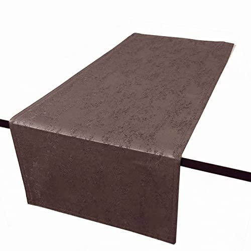 Jacquard Tischdecke Granit Tischläufer Eckig Dunkelbraun 33 x 160 cm Meliert mit Lotus Effekt Größe & Farbe wählbar