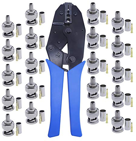 BNC pince et 20pcs connecteurs mâles à sertir BNC sur câble coaxial RG58 RG59