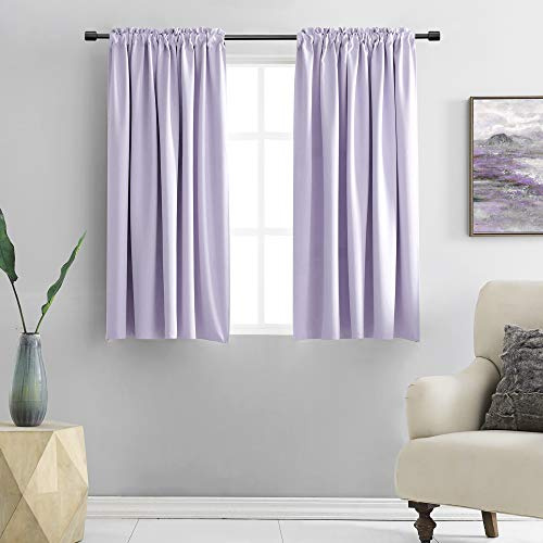 DONREN 48 Inch Curtains Light Purple Curtains - All Season Thermal Insulated Rod Pocket Room Darkening Curtain Panels for Kids Room (2 Panels,52 W by 48 inches Long)