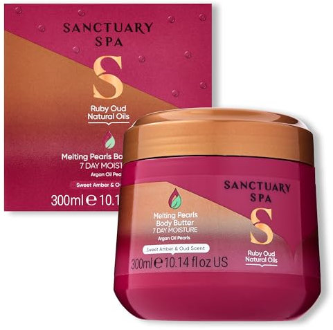 Sanctuary Spa Melting Pearls Beurre corporel, crème hydratante à l'huile d'argan, végétalienne et sans cruauté envers les animaux, 300 ml