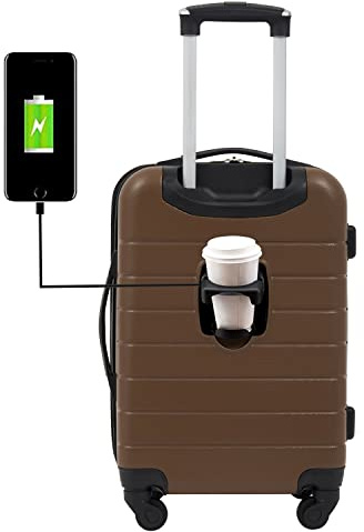 Wrangler Smart Spinner Hardside Luggage, 22-Inch Carry-On, Toffee