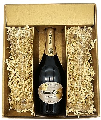 Confezione regalo Champagne Perrier Jouët - Oro -1 Brut - 2 Flauti da champagne CHEF & SOMMELIER