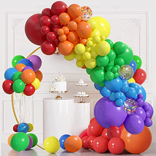 Rainbow Balloons 120pcs Rainbow Balloon Garland Arch Kit, 18 12 10 5 Inch Multicoloured Balloons for Birthday Birthday Wedding Baby Shower Graduation Party Decorations