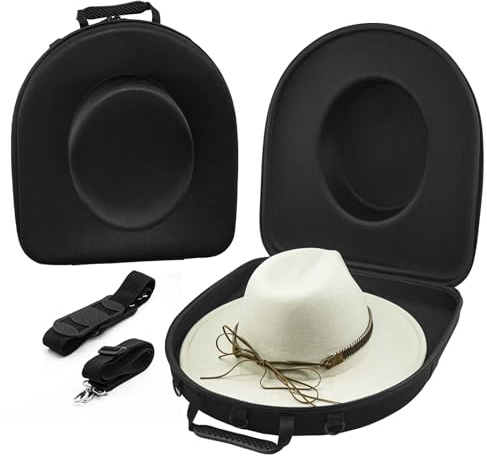HAIBEIR Hat Travel Case Hard Hat Box for Cowboy Fedora Panama Hats to Storage Hat Bag Carrier with Carry Handle,Luggage Strap, Adjustable Shoulder Belts and ID Card Slot for Women and Men (One Piece)