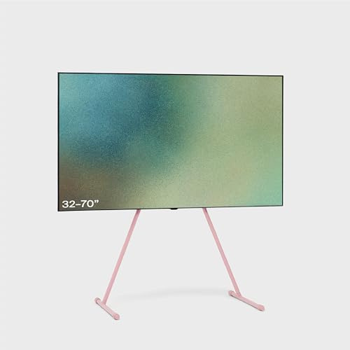 Pedestal Viva tv-stativ för 32 till 70 tum | Högkvalitativt modern design | robusta stålstativ | snyggt sneda ben och rundade fötter (rosa)