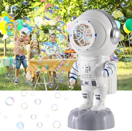 Xndryan - Máquina de burbujas para fiestas infantiles, perros, soplador automático de burbujas giratorio de 360° para interiores y exteriores, máquina de burbujas recargable profesional para