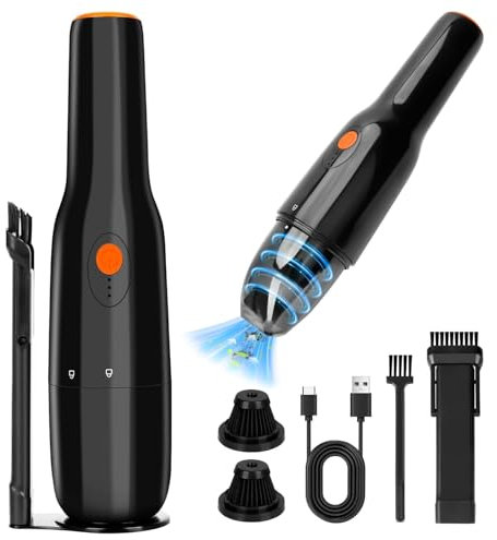 LURICO Aspirador de Mano, Aspirador Coche Potente 9500PA, Mini Aspirador Portátil Recargable de Mano, Aspiradora Sin Cable Coche para Pelo de Mascotas, Coche, Oficina