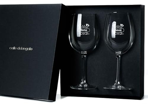 CALLEDELREGALO | Copas de vino personalizadas | 2 copas + estuche | Pack 2 Copas de Vino Personalizadas | Estuche de Regalo Incluido