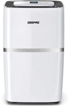 Geepas 20L/Day Dehumidifier – Portable Moisture Remover with Digital Display, 24H Timer, Continuous Drainage, Laundry Drying & Quiet Sleep Mode – Ideal for Damp, Condensation & Drying Clothes