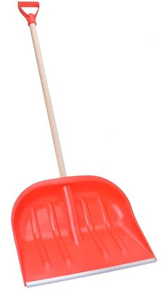 Aqbau® Schneeschaufel Schneeräumer Schneeschieber Schneeschippe 47 x 40 cm mit Metallbeschlag Steil 100cm Solid (Rot)