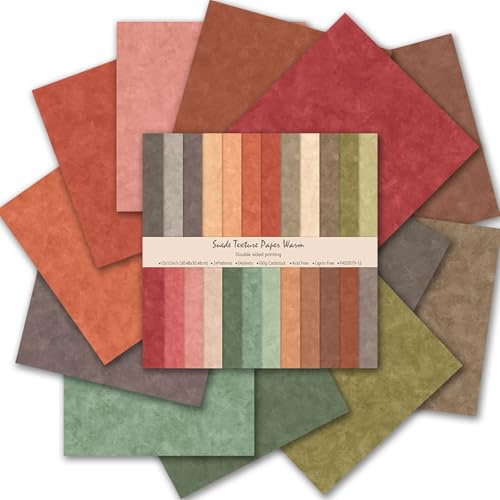 MIATTCLD 24 Sheet Scrapbook Paper, 12 x 12 Inch Double Sided Suede Pattern | Warm Suede Pattern, 24 Designs, 160gsm Paper, Ideal for Scrapbooking, Junk Journaling, Card Making, Paper Craft Supplies