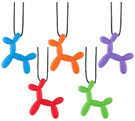 RUIOMII 5 Stück Silikon Kaukette für Kinder Adhs, BeißKette Kinder, Autisten Kaukette